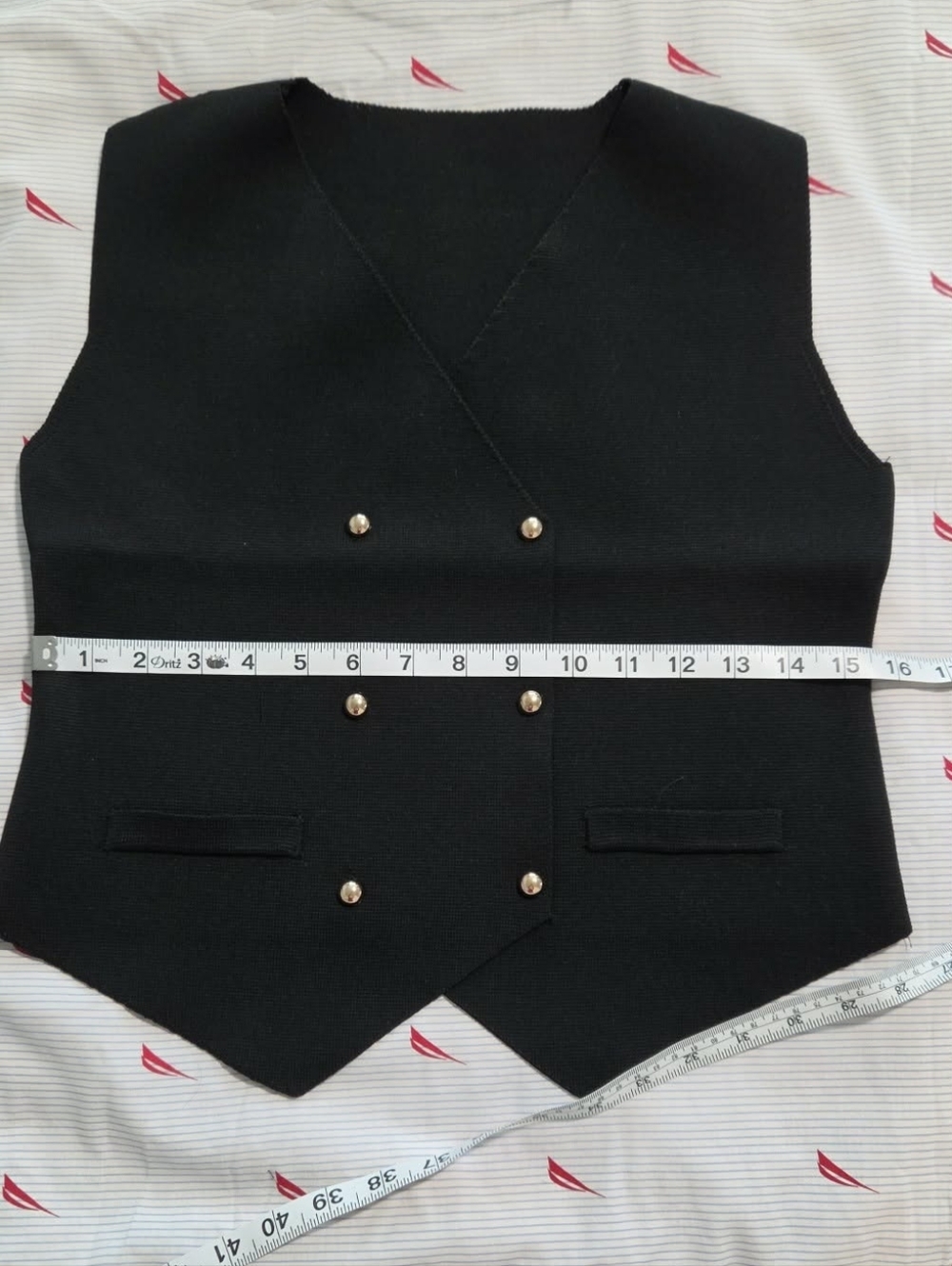 Black Double-Breasted Vest with Gold Buttons